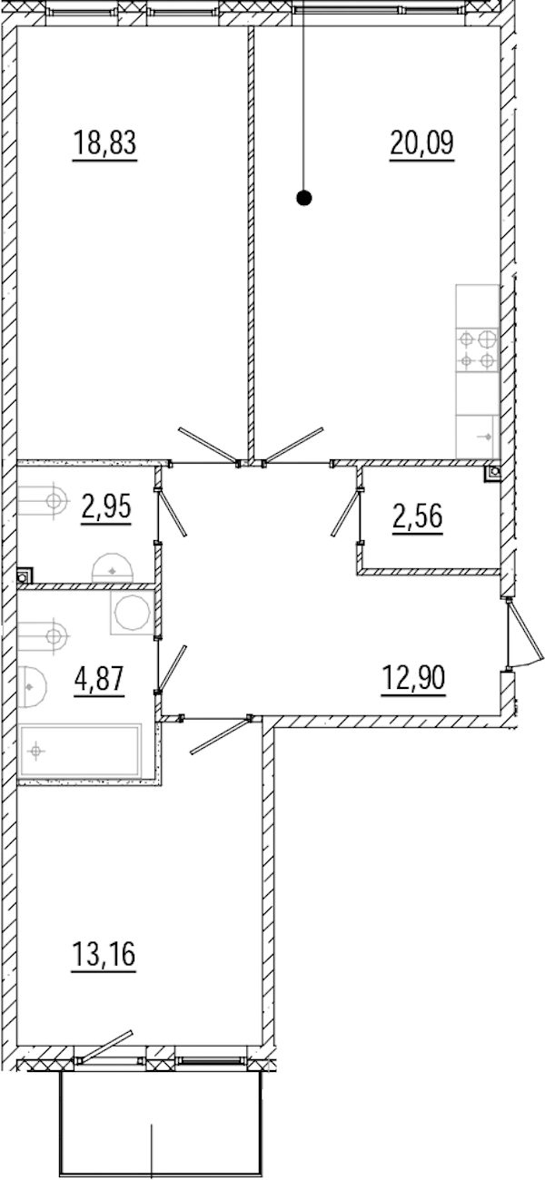 2-комнатная квартира 76.43 м², 3/9 эт., ЖК «Мануфактура James Beck»